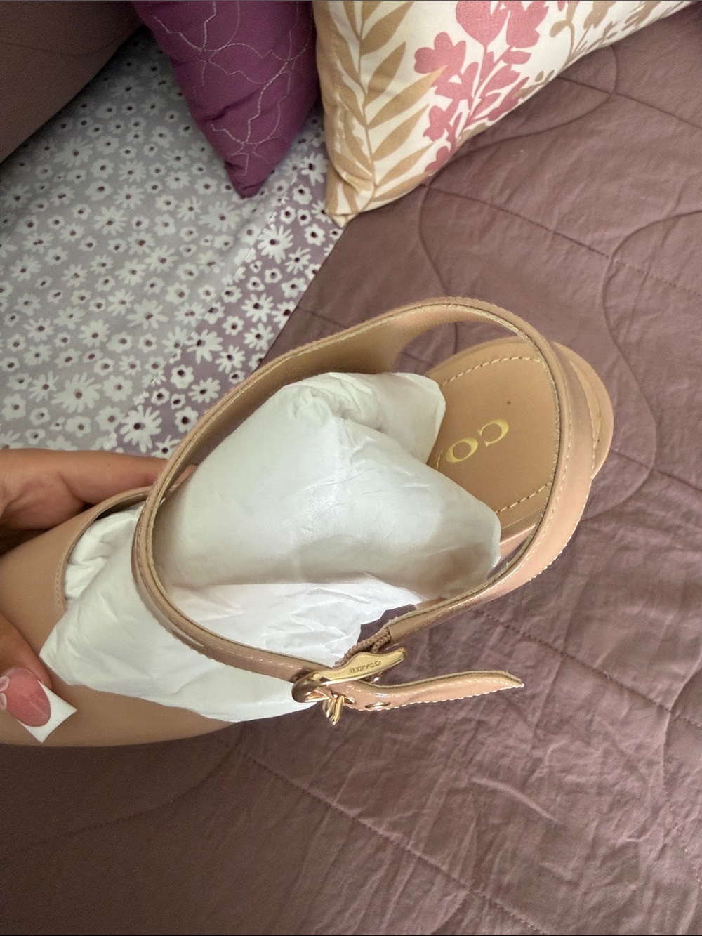 Womens pale blush Isabella patent heels - Picture 3 of 3
